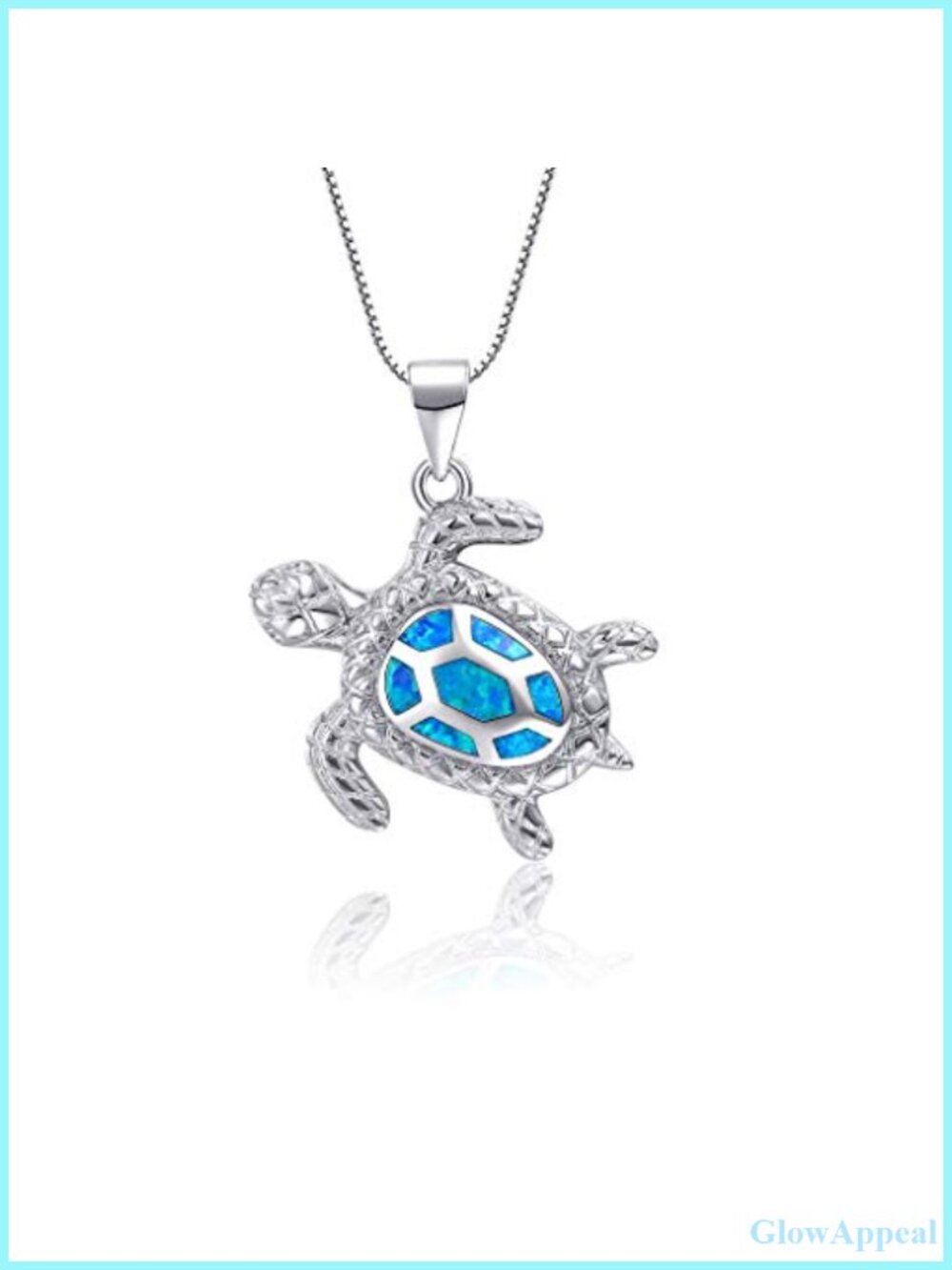 Opal Sea Turtle Pendant Necklace 925 Sterling Silver 18 Inch Box Chain